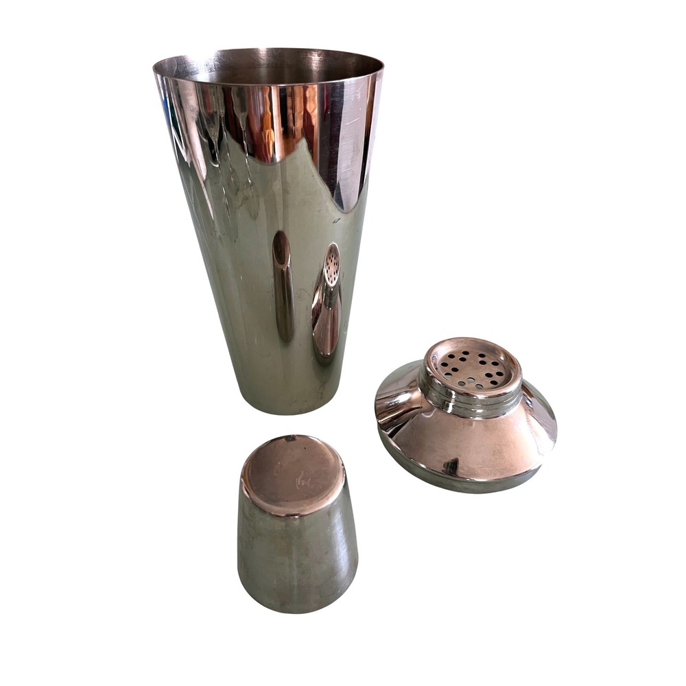 Vintage Irvinware Stainless Steel 3 Piece Cobbler Cocktail Shaker Made in USA